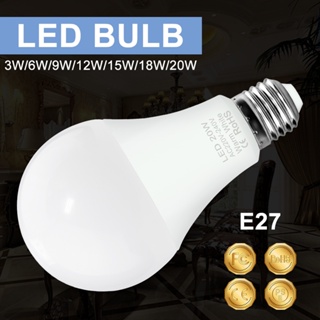 หลอดไฟ LED E27 220V LED 3W 6W 9W พลาสติก อลูมิเนียม เย็น/วอร์มไวท์ สําหรับตกแต่งบ้าน