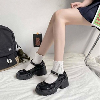 รองเท้า JK พื้นหนาผู้หญิงสไตล์ญี่ปุ่น Mary Jane 2021รองเท้าส้นหนาแบบใหม่ Lolita มัฟฟินแมทช์ลุคง่ายรองเท้าหนังขนาดเล็กแนว