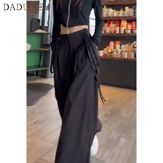 DaDuHey💕 Women American-Style Straight  Fashion Multi-Pocket Adjustable Drawstring Casual Loose Trousers  Cargo Pants