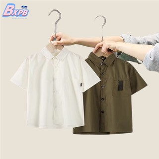 [BXPB] เสื้อเชิ้ตแขนสั้นลําลอง ผ้าฝ้าย ทรงหลวม สวมใส่สบาย แฟชั่นใหม่ สําหรับเด็กผู้ชาย ผู้หญิง อายุ 3-15 ปี