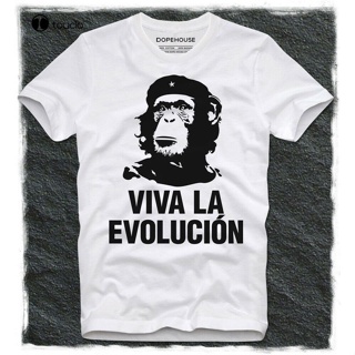 เสื้อยืดเปล่า เสื้อยืดใหม่ Viva La Evolucion Revoluvion Che Guevara ชาร์ลส์ดาร์วินวิทยาศาสตร์ลิงเสื้อยืด Unisex