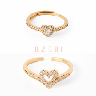 BZEBI แหวนเพชร รูปหัวใจ แฟชั่น ปรับได้ ring ผู้หญิง เรียบง่าย หรูหรา เครื่องประดับ สําหรับผู้หญิง 351r