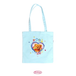 DADDY | Good Vibes Tote Bag กระเป๋าผ้าแคนวาส สีฟ้า พิมพ์ลายน้องหมี ใบเล็กน่ารัก จุของได้เยอะ