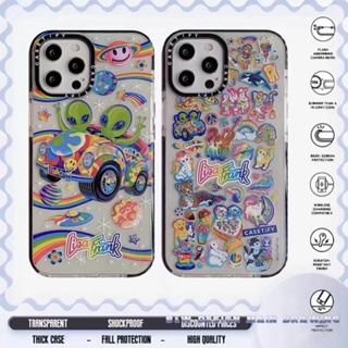 Fashion color alien label Phone Case compatible for iPhone 14 13 12 11 Pro Max X XS MAX XR 7 8 Plus Case Transparent Shockproof Protective TPU Bumper Soft Cover
