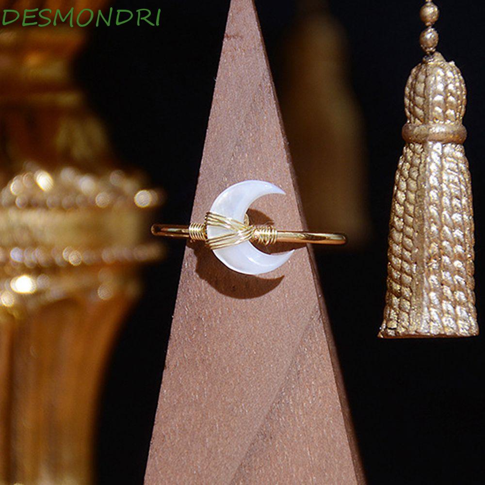 desmondri-แหวนพระจันทร์เสี้ยว-เรียบง่าย-วินเทจ-สีทอง-ของขวัญของชําร่วยงานแต่งงาน-เครื่องประดับแหวนพระจันทร์โค้ง