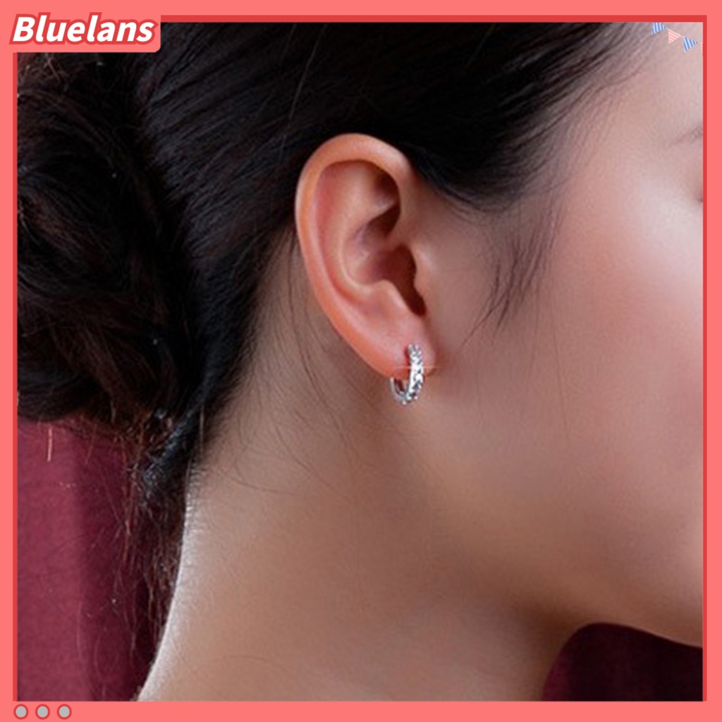 เครื่องประดับ-ต่างหูห่วงแฟชั่นตกแต่งอัญมณีคริสตัลสีขาว
