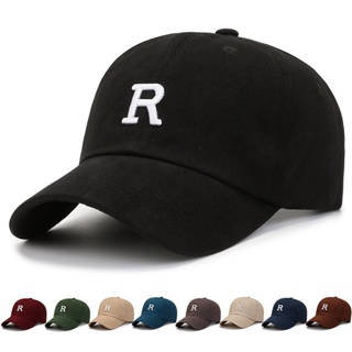 หมวกเบสบอล ปักลายตัวอักษร R หลากสี แบบเรียบง่าย แฟชั่นฤดูร้อน สไตล์เกาหลี สําหรับผู้ชาย และผู้หญิง