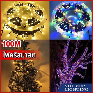 ไฟหยดน้ำ ไฟกะพริบประดับตกแต่ง ไฟกระพริบ 100เมตร 800LED ไฟกระพริบ LED ไฟหิ่งห้อย ไฟคริสมาสต 220Vไฟประดับ