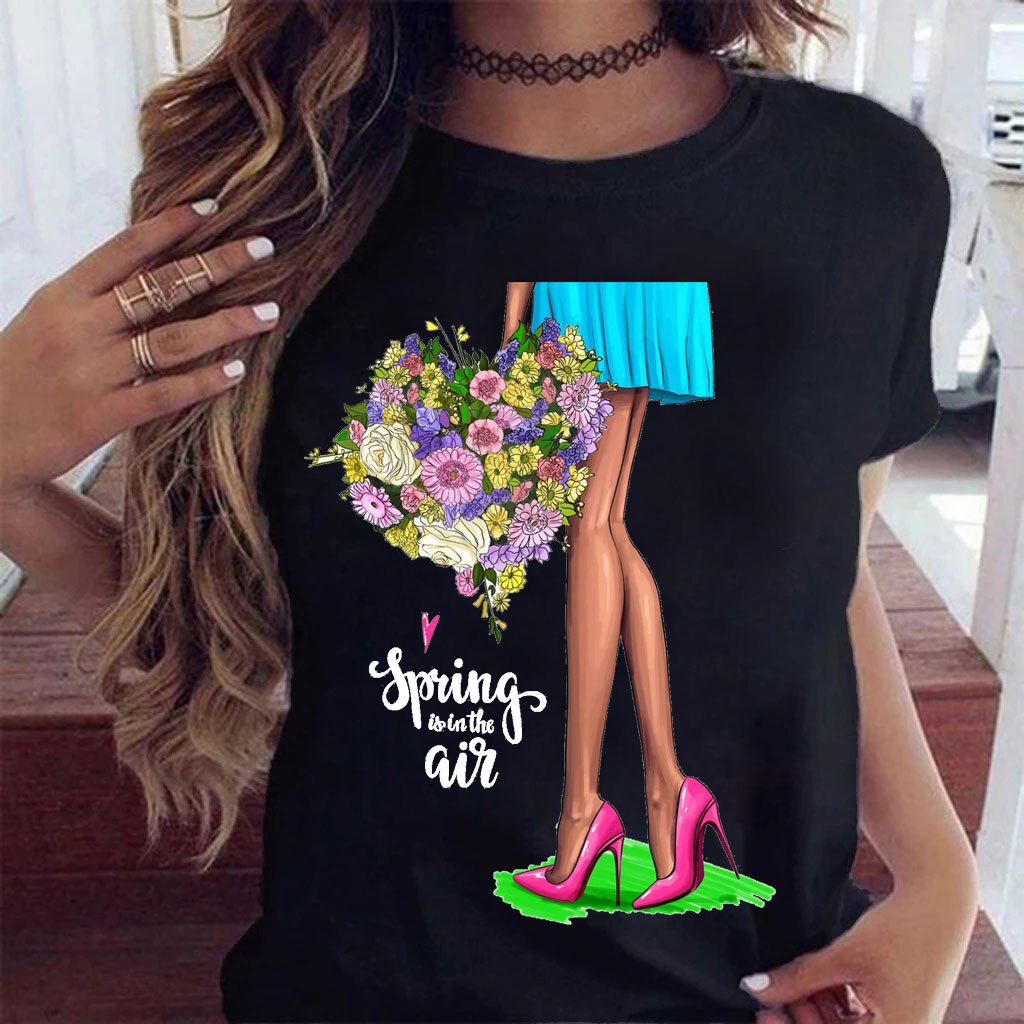 เสื้อยืด-cotton-camiseta-de-girasol-para-mujer-top-informal-camisetas-de-flores-para-mujer-de-cuello-redondo-camiseta