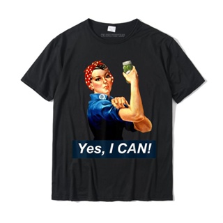 เสื้อสาวอวบ Evet I Can Rosie Riveter konserve ve konserve เสื้อยืดเสื้อยืด yaz komik pamuklu üst giyim Tees tasarım için