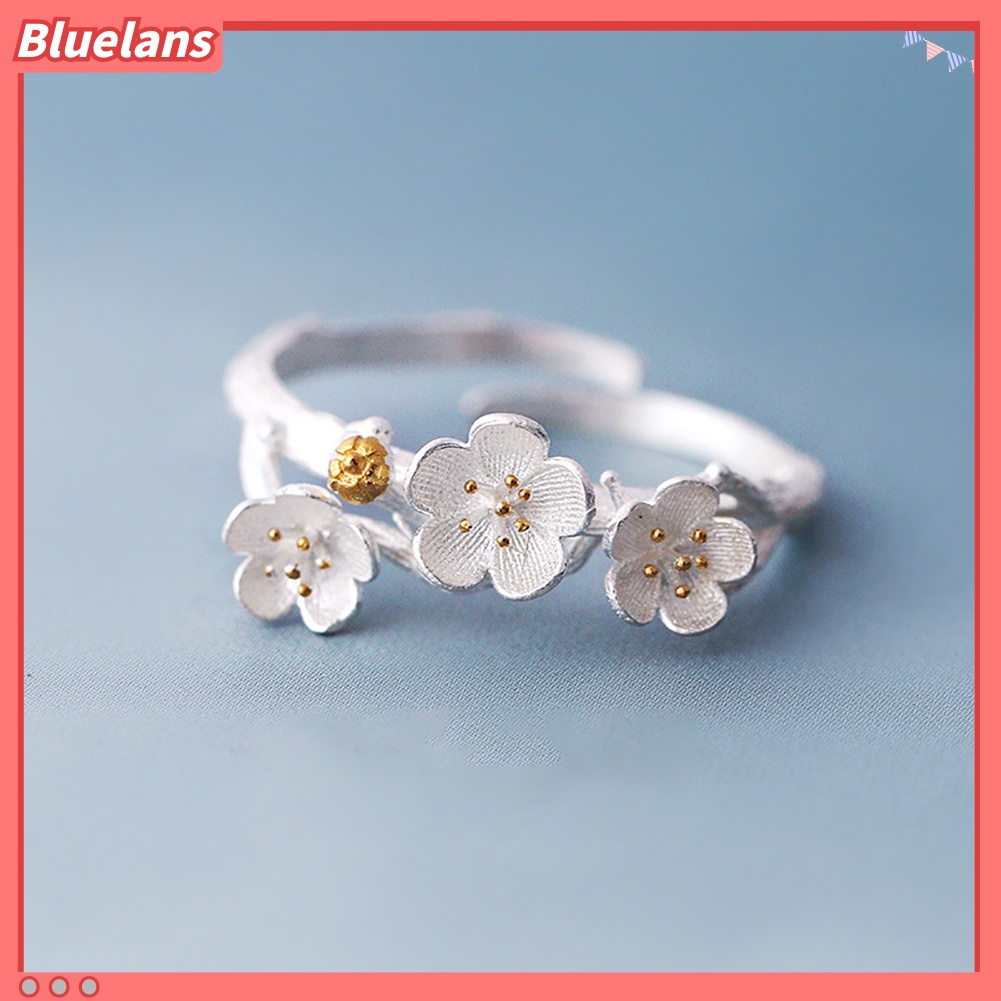 bluelans-แหวนแฟชั่นลายดอกไม้แบบปรับได้