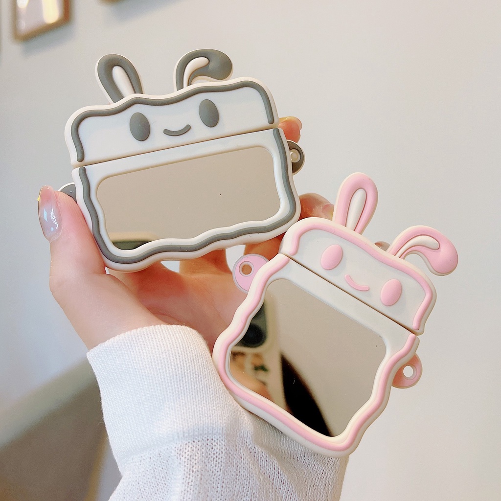 ขายดี-เคสหูฟังซิลิโคน-รูปหูกระต่าย-พร้อมกระจก-สําหรับ-airpods-gen-1-2-gen-3-pro