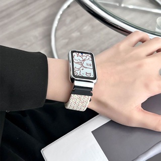 สินค้า สายนาฬิกาข้อมือไนล่อนถัก พร้อมตะขอยืดหยุ่น ปรับได้ และกรอบโลหะ สําหรับ Xiaomi Mi band 7 pro