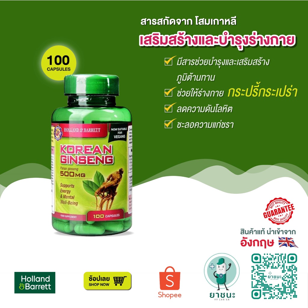 ⭐ โสมเกาหลี เพิ่มความสดชื่น กระปรี้กระเปร่า (ของแท้ 100) Holland