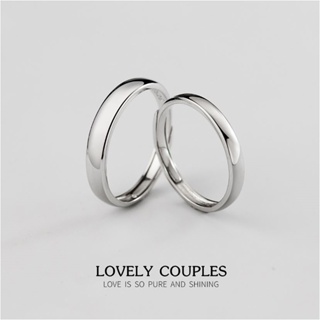 s925 Lovely couples ring แหวนคู่รักเงินแท้ Concise Style สื่อกลางแทนความรัก สามารถปรับขนาดได้