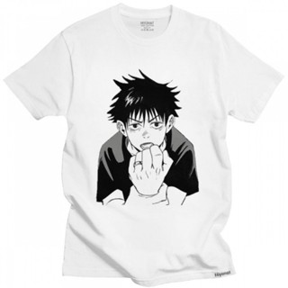 เสื้อวินเทจชาย บุคลิกภาพผู้ชายเสื้อยืดญี่ปุ่นอะนิเมะ Tee Tops Jujutsu Kaisen เสื้อยืดผ้าฝ้ายแขนสั้นเสื้อยืดคอโอคอสตรีทแว