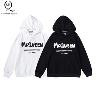 Mcqueen เสื้อกันหนาวมีฮู้ด พิมพ์ลายตัวอักษร สไตล์เกาหลี สําหรับผู้หญิง