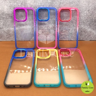 I11/12/12pro/14+/14pro/14pro max เคสมือถือขอบนิ่มกันรอยกล้องขอบเงาด้านหลังใส ขอบไล่สีสวยงาม