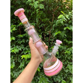 Phoenix Star 35 cm 13.8 Inch Beaker Bong with Double 8 Arms Percolator with 24K gold line