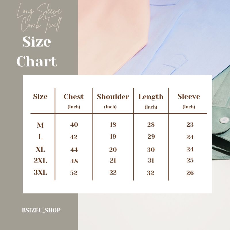 ภาพสินค้าเสื้อเชิ้ตคอปกแขนยาว ผ้า Premium Comb Twill by BSizeU ทรงเข้ารูป รีดง่าย ยับยาก ยิ่งซักยิ่งนิ่ม จากร้าน bsizeu_shop บน Shopee ภาพที่ 7