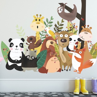 【Zooyoo】สติ๊กเกอร์ติดผนัง สัตว์ป่าการ์ตูนสำหรับเด็กห้องสติ๊กเกอร์ติดผนังวอลล์เปเปอร์