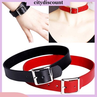 &lt;citydiscount&gt;  โชคเกอร์เข็มขัดหนัง Fauxสร้อยคอ