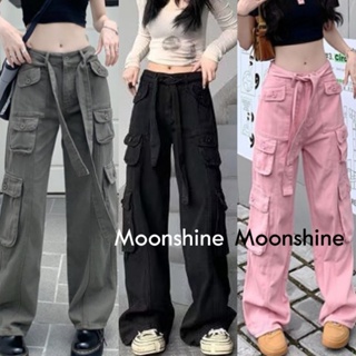 Moon  กางเกงขายาว กางเกงเอวสูง ย้อนยุค Trendy สวย สไตล์เกาหลี Stylish MO22023 36Z230909