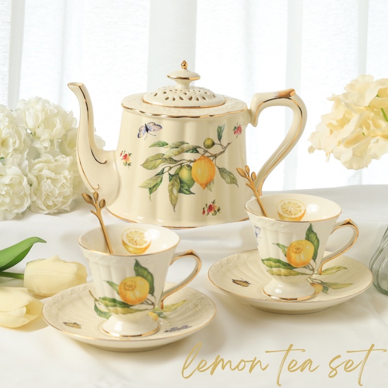 Violet Flamingo Lemon Tea Set / Tea Cup Set ชุดน้ำชา/ ชุดแก้วชา ลายเล ...