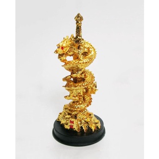 รูปปั้นมังกร Dragon Gold Ride Pole Statue