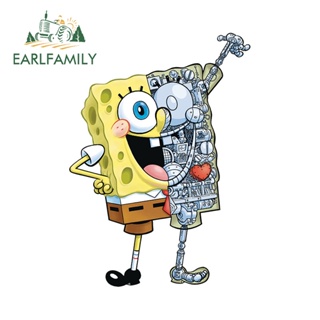 Earlfamily สติกเกอร์ไวนิล ลายการ์ตูน SpongeBob SquarePants JDM VAN 13 ซม. x 9.3 ซม. สําหรับตกแต่งรถยนต์