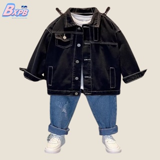 [BXPB] ชุดเสื้อสูทยีน และกางเกงยีนขายาว ทรงหลวม สวมใส่สบาย ให้ความอบอุ่น สําหรับเด็กผู้ชาย อายุ 3-15 ปี