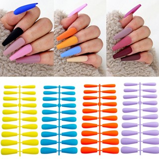 เล็บปลอมอะคริลิค เนื้อแมตต์ สีพื้น สําหรับต่อเล็บ 20 ชิ้น