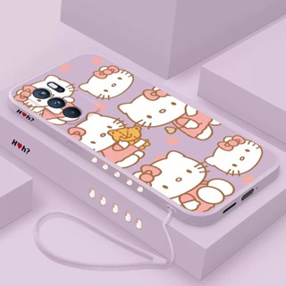 เคสโทรศัพท์ซิลิโคน TPU แบบนิ่ม ลายการ์ตูนคิตตี้ พร้อมสายคล้อง สําหรับ OPPO A16 A15 A15S A92 A52 A53 A31 A5 A9 2020