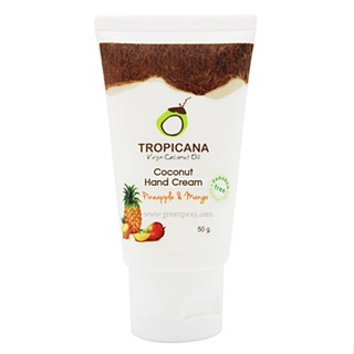 ครีมบำรุงมือน้ำมันมะพร้าว Tropicana สูตร NON PARABEN กลิ่น PINEAPPLE &amp; MANGO ขนาด 50 G