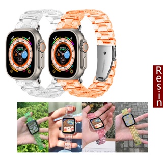ใหม่ล่าสุด สายนาฬิกาข้อมือเรซิ่น แบบใส สําหรับ Apple Watch Ultra 49 มม. 44 มม. 40 มม. 42 มม. 38 มม. series 8 7 6 5 3 Se 45 มม. 41 มม.