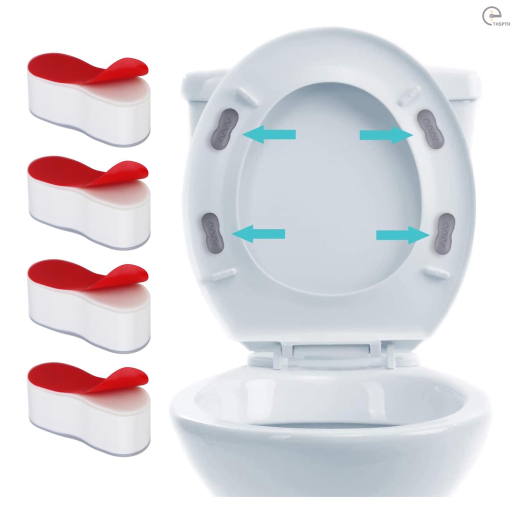 [T&H] 4PCS Toilet Seat Buffers Seat Bumpers SelfAdhesive Toilet Seat