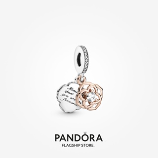 Pandora ชาร์มเงิน ทูโทน จี้ดอกกุหลาบ เครื่องประดับเงิน w1022