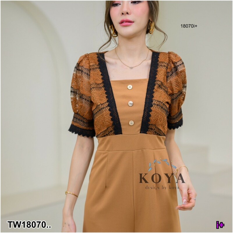 b18070-jumpsuit-จั้มสูทขายาว-ผ้าฮานาเล่-อกแต่งลูกไม้-jumpsuit-long-legged-jumpsuit-hanale-fabric-chest-decorated-with