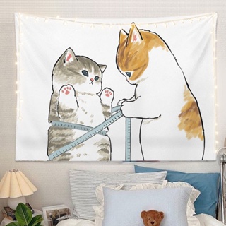 ย้อนยุคญี่ปุ่น ผ้าแขวนผนัง 💕 ลายลูกแมว ภาพการ์ตูน ผ้าตกแต่งห้อง ผ้าข้างเตียง ✨13 สีให้เลือก
