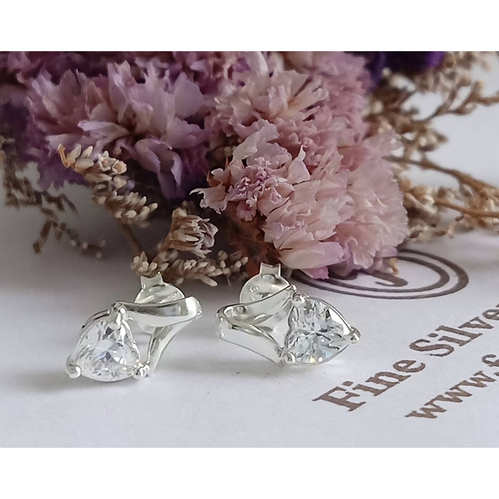 ต่างหูเพชรcz-เพชรสังเคราะห์-ต่างหูเงินแท้-diamond-cz-silver-earring-finejewelthai-e1005cz