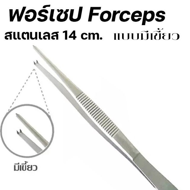 ฟอร์เซฟ-มีเขี้ยว-14cm-คีมแบบมีฟัน-toothed-forceps-เป็นคีมที่มีเขี้ยวสำหรับจับเข้าไปในเนื้อเยื่อ