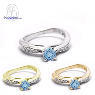 Finejewelthai-แหวนโทพาซ-แหวนเพชรCZ-แหวนเงินแท้-แหวนพลอย-พลอยประจำเดือนเกิด-Topaz-Silver-Ring-R1282tp(เลือกสีตัวเรือนได้)