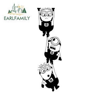 Earlfamily สติกเกอร์ ลายมินเนี่ยน กันน้ํา 13 ซม. x 3.8 ซม. สําหรับติดตกแต่งประตูรถยนต์