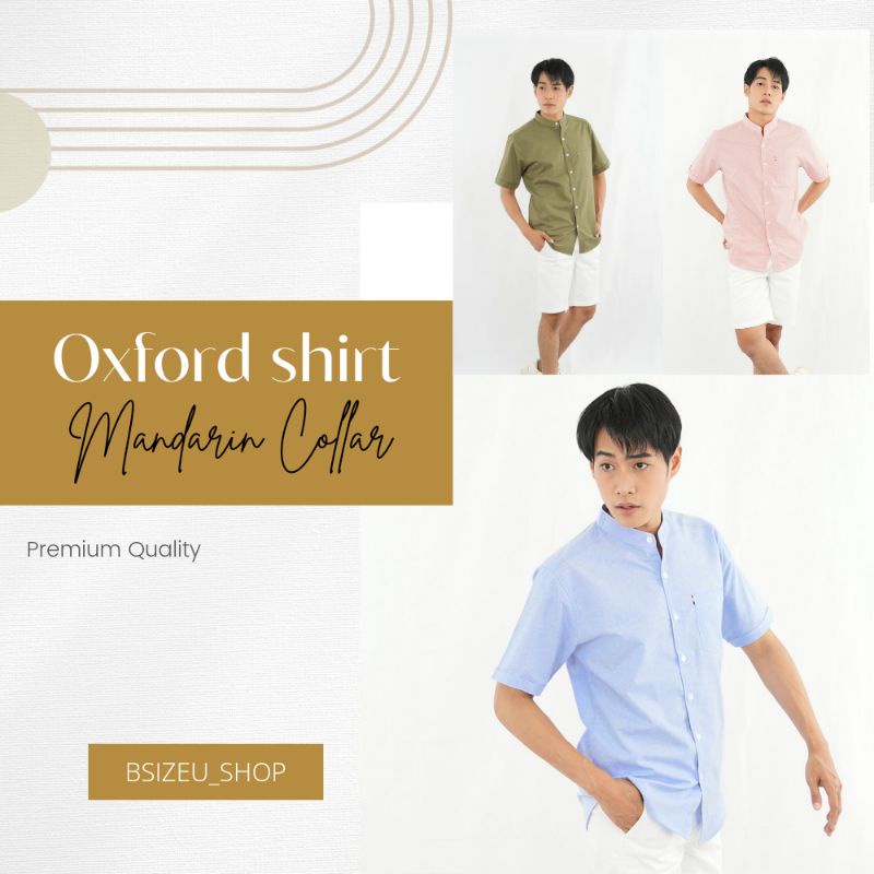 ภาพสินค้าเสื้อเชิ้ตคอจีน แขนสั้น ผ้า Premium Oxford By BSizeU ทรงเข้ารูป รีดง่ายยับยาก ยิ่งซักยิ่งนิ่ม จากร้าน bsizeu_shop บน Shopee ภาพที่ 3