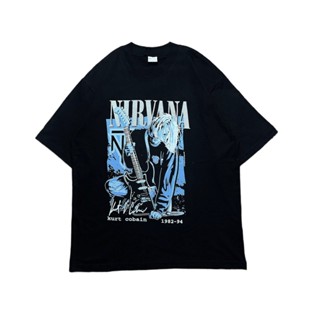 เสื้อยืดโอเวอร์ไซส์เสื้อยืดแขนสั้น พิมพ์ลาย Nirvana IN UTERO BLACKS-3XL