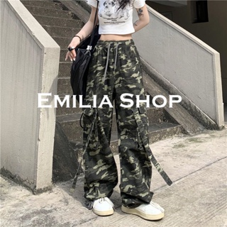 EMILIA SHOP กางเกงขายาว กางเกงเอวสูง กางเกงขายาวผู้หญิงสไตล์เกาหลี 2022 ใหม่ ES220299