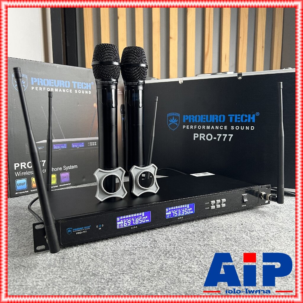 4เสา-proeurotech-pro-777-ไมค์ลอยมือถือคู่uhf-ไมค์ลอยปรับความถี่-มี2ช่วงความถี่-โปรยูโรเทค-4เสารับสัญญาณ-pro-777-pro77