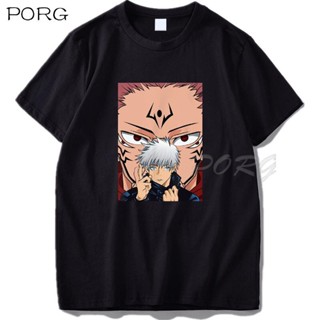 เสื้อยืดน่ารักๆ Jujutsu Kaisen Satoru Gojo Sukuna อะนิเมะญี่ปุ่นเสื้อยืดตลกผู้ชายมังงะการ์ตูนเสื้อยืดฮิปฮอปกราฟิก Street