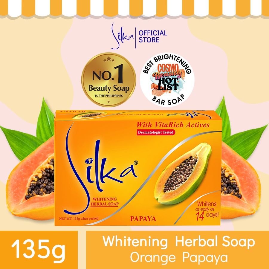 สบู่มะละกอ-ขนาด-65-135-กรัม-silka-whitening-herbal-papaya-soap