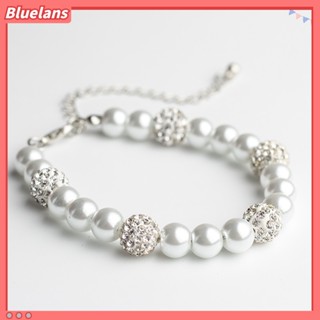 【 Bluelans 】 สร้อยข้อมือประดับไข่มุก Rhinestone สำหรับสตรี